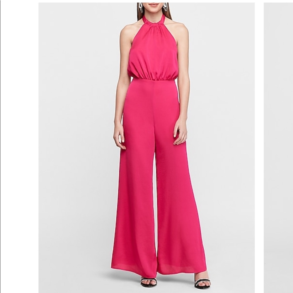 Halter neck wide leg jumpsuit
